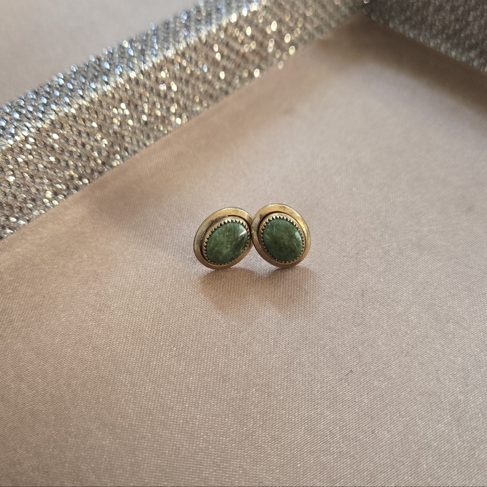 Vintage Sarah Coventry Jade Gold Fill Earrings